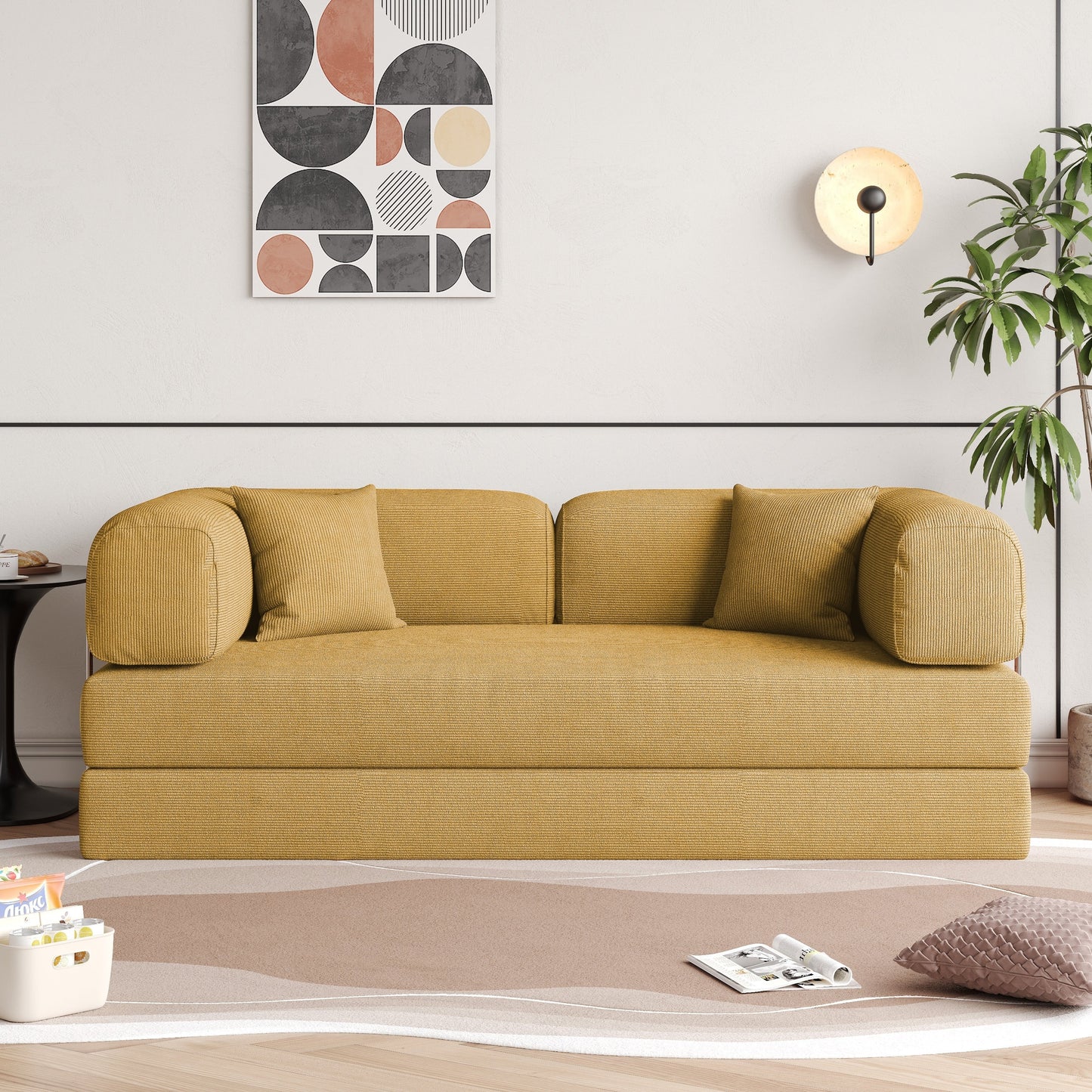 JASIWAY Modern Vintage Convertible Sleeper Sofa Bed