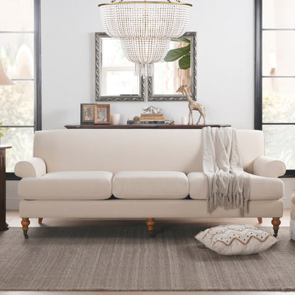 Alana Lawson 88 Inch Living Room Sofa â?Three Cushion Couch with Rolled Arms and Tight Back â?Minimal Assembly Required