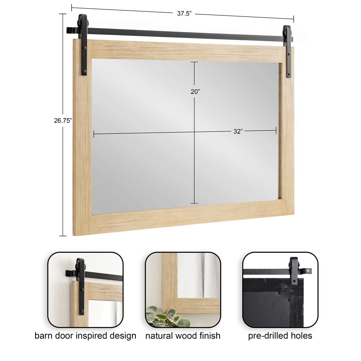 Kate and Laurel Cates Rustic Rectangular Wall Mirror