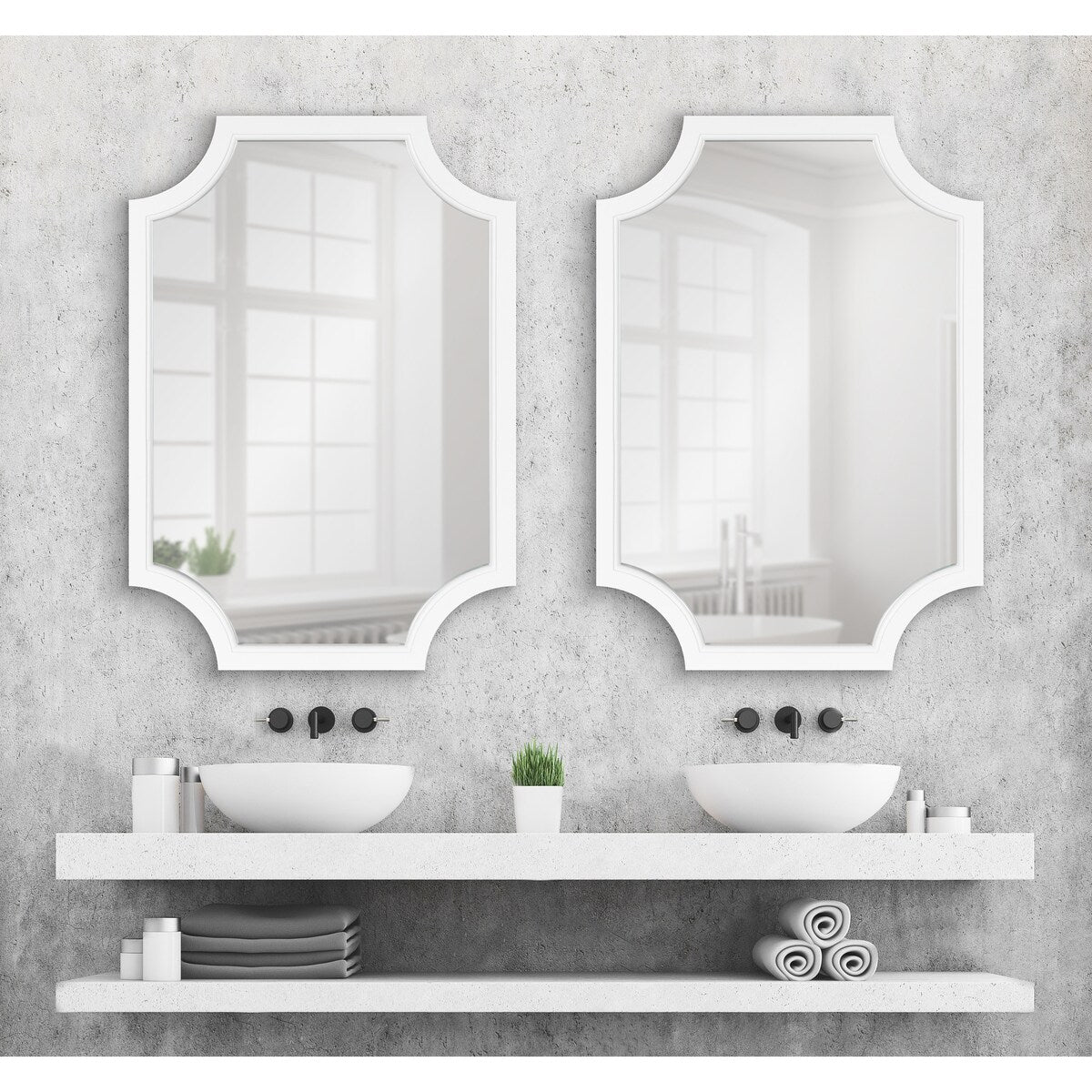 Kate and Laurel Hogan Scalloped Wood Framed Mirror
