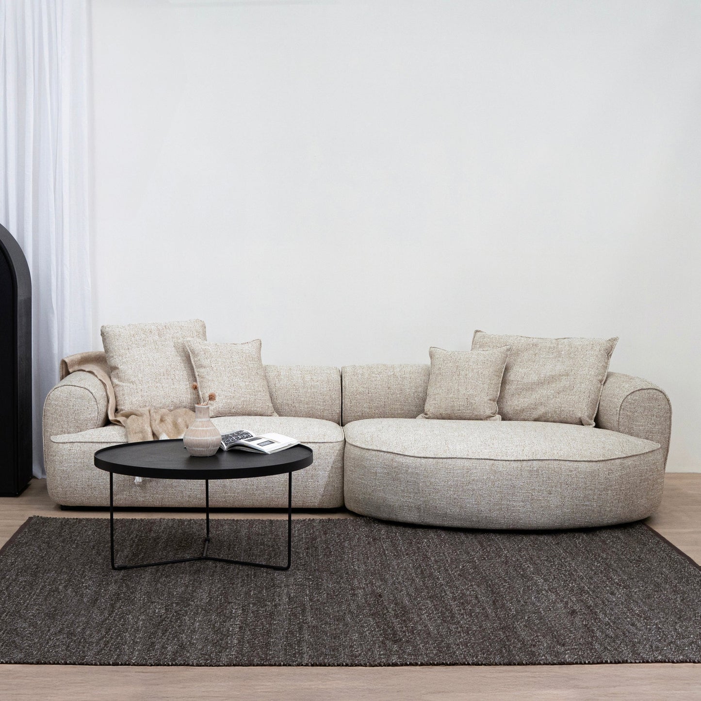 Carina Right Chaise Sofa - Pale Beige
