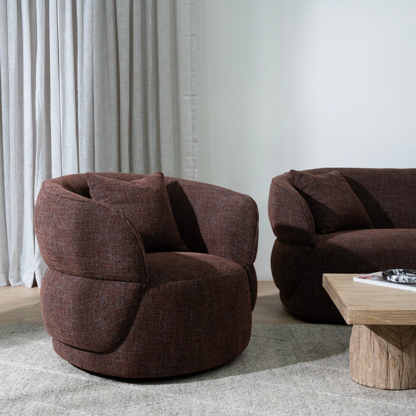 Arima Swivel Armchair - Moss Brown