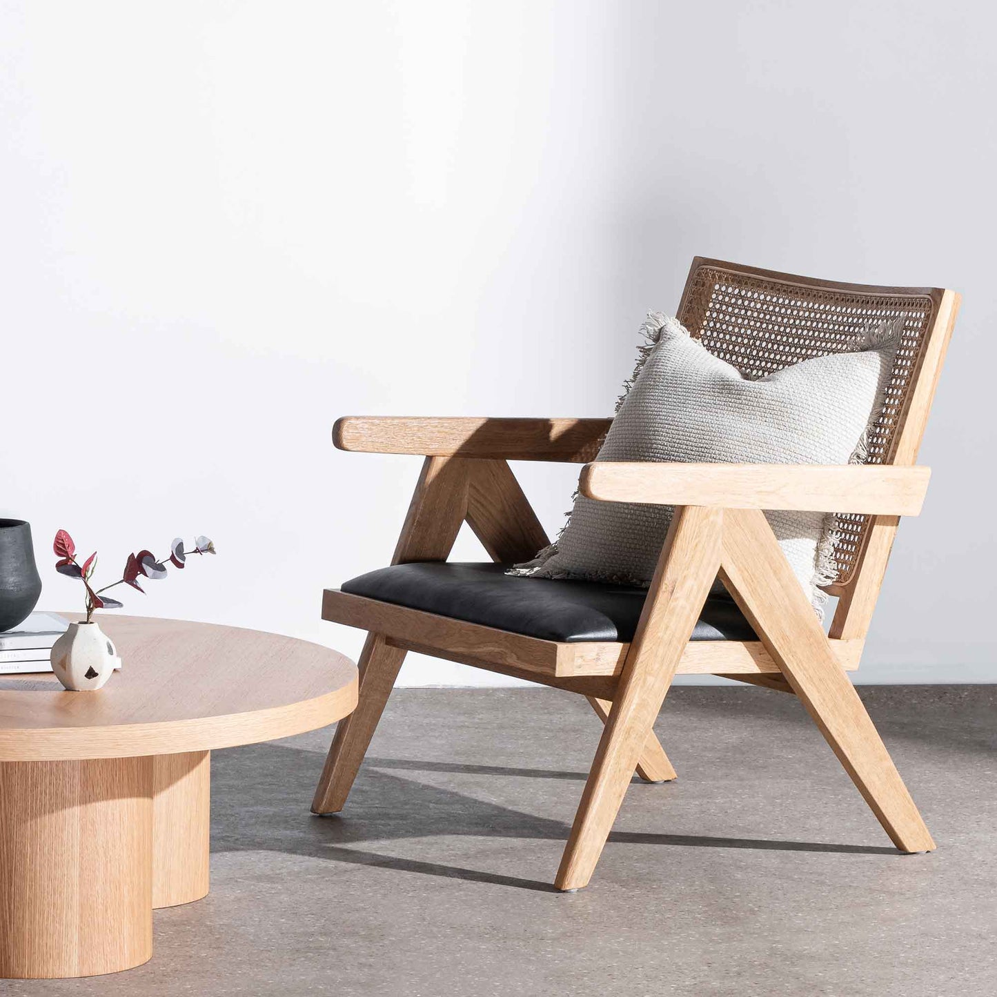 Castro Rattan Armchair - Distress Natural and Black Seat