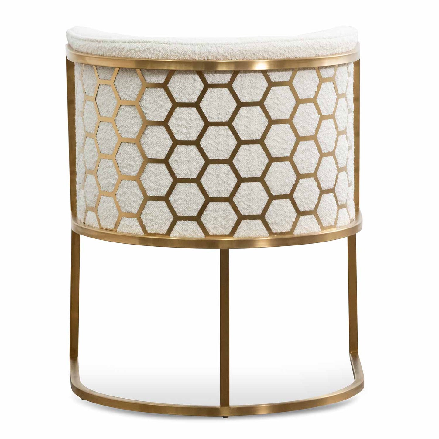 Carma Daisy White Boucle Lounge Chair - Brushed Gold