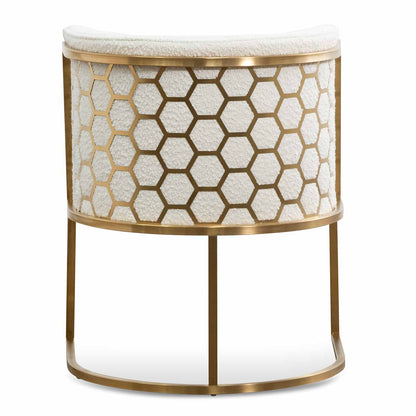 Carma Daisy White Boucle Lounge Chair - Brushed Gold