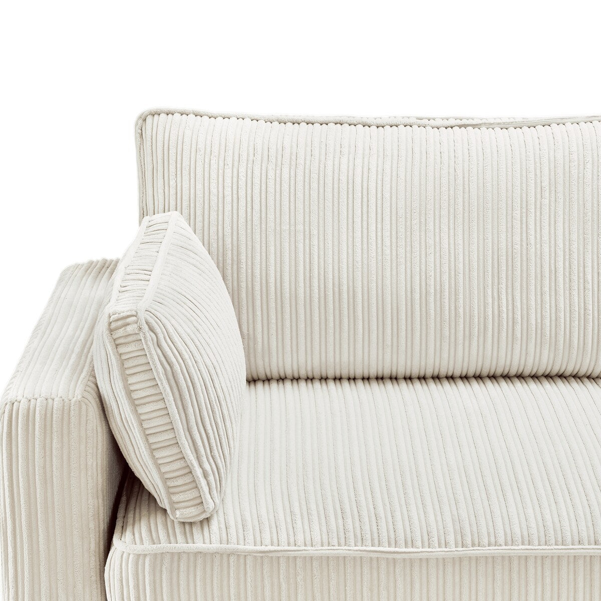 LUE BONA 81 Modern Corduroy 3 Seater Sofa, Polyester Rectangle Upholstered Sofa with Wood Base for Living Room