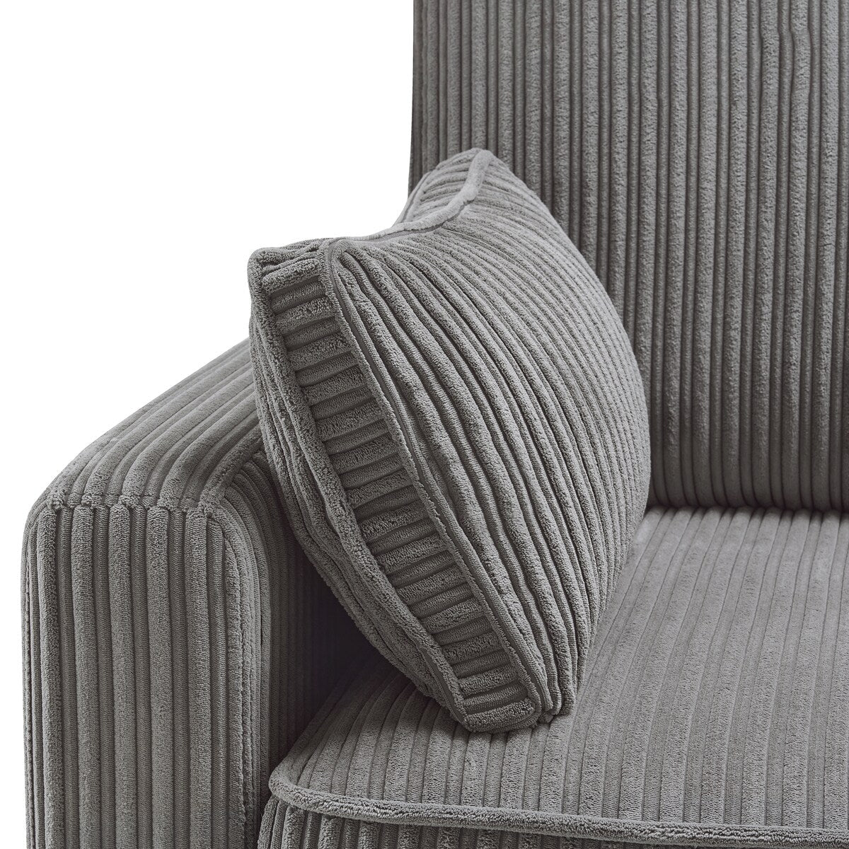 LUE BONA 81 Modern Corduroy 3 Seater Sofa, Polyester Rectangle Upholstered Sofa with Wood Base for Living Room