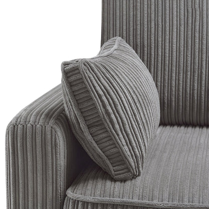LUE BONA 81 Modern Corduroy 3 Seater Sofa, Polyester Rectangle Upholstered Sofa with Wood Base for Living Room