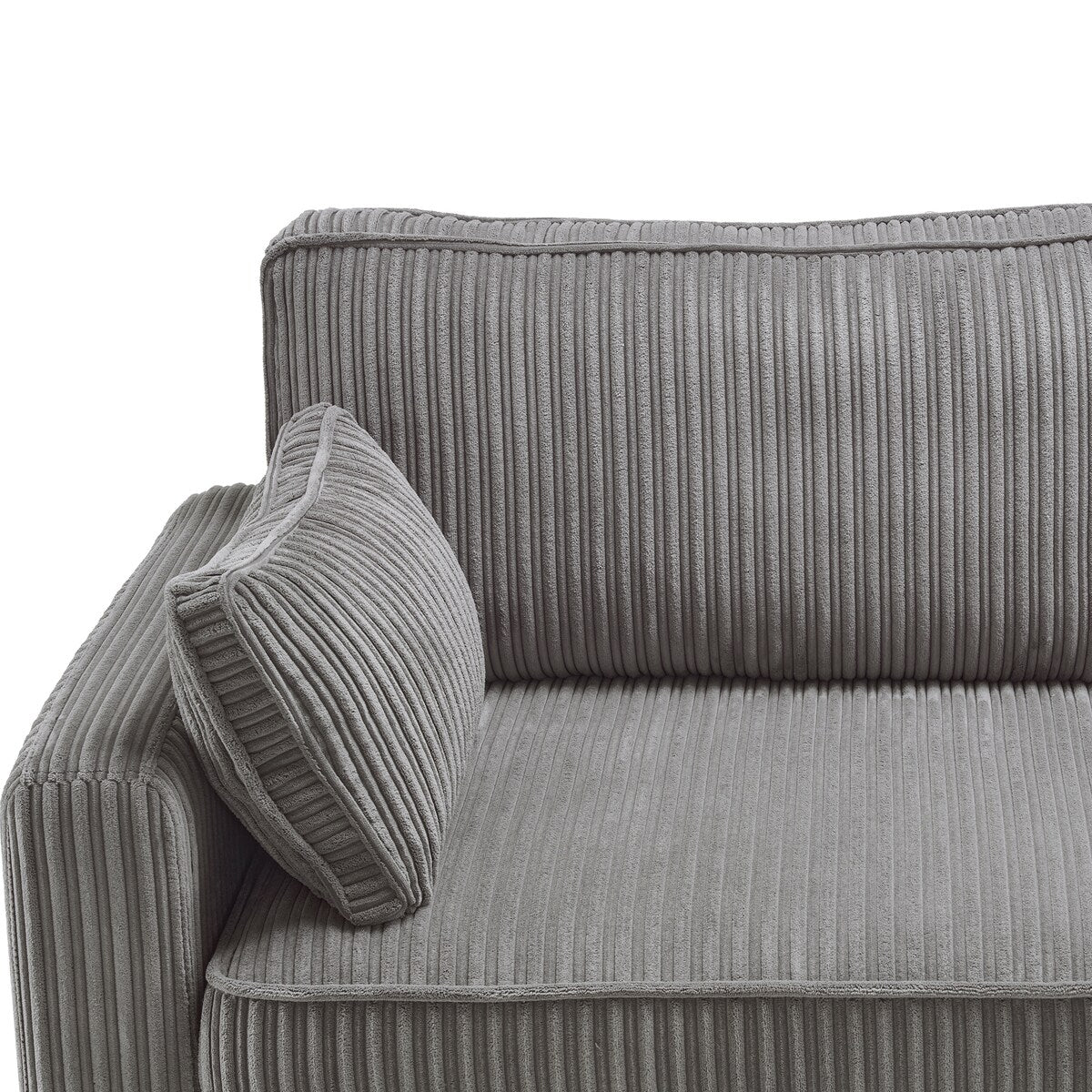 LUE BONA 81 Modern Corduroy 3 Seater Sofa, Polyester Rectangle Upholstered Sofa with Wood Base for Living Room