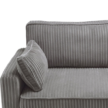 LUE BONA 81 Modern Corduroy 3 Seater Sofa, Polyester Rectangle Upholstered Sofa with Wood Base for Living Room
