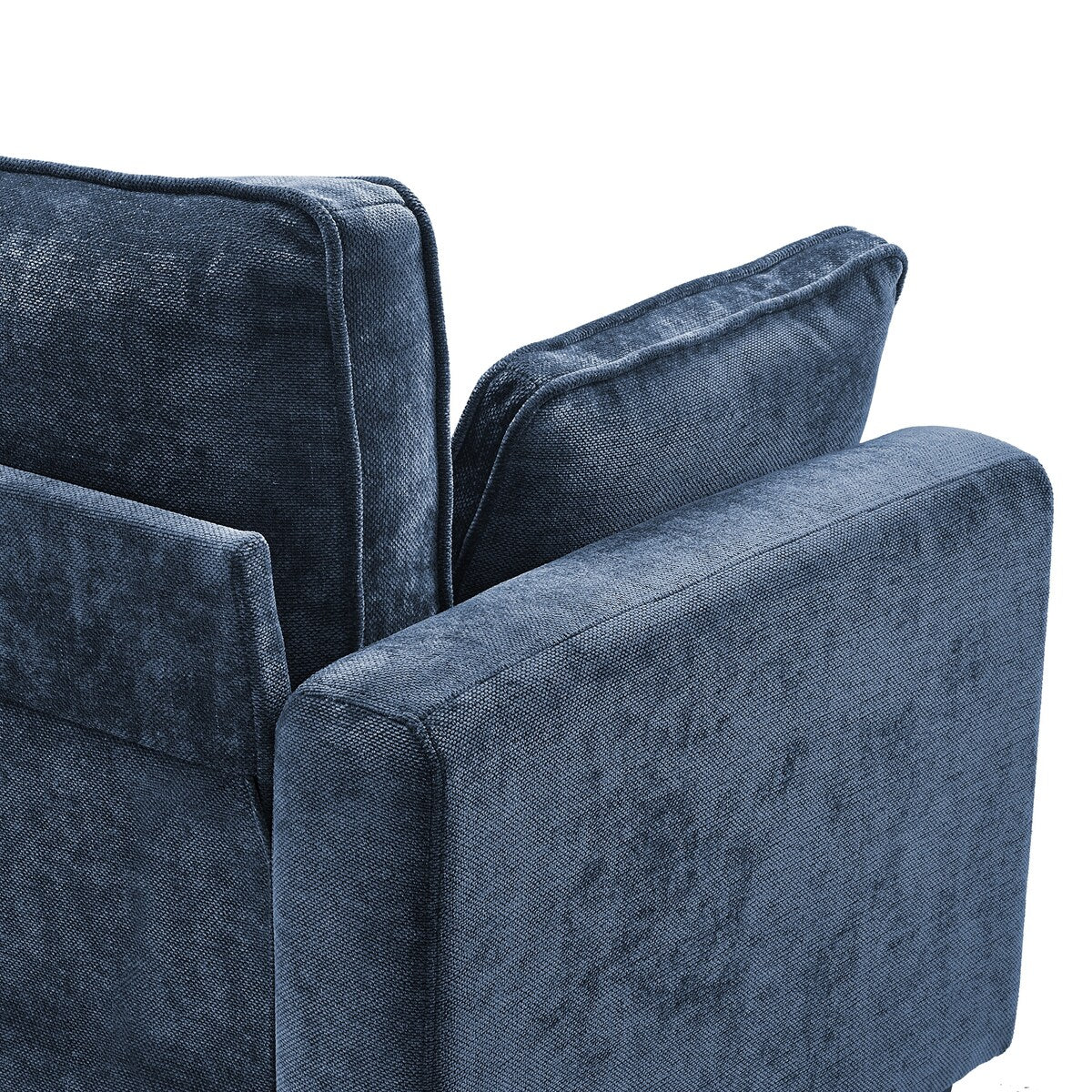 LUE BONA 81 Modern Corduroy 3 Seater Sofa, Polyester Rectangle Upholstered Sofa with Wood Base for Living Room