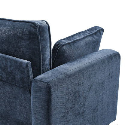 LUE BONA 81 Modern Corduroy 3 Seater Sofa, Polyester Rectangle Upholstered Sofa with Wood Base for Living Room