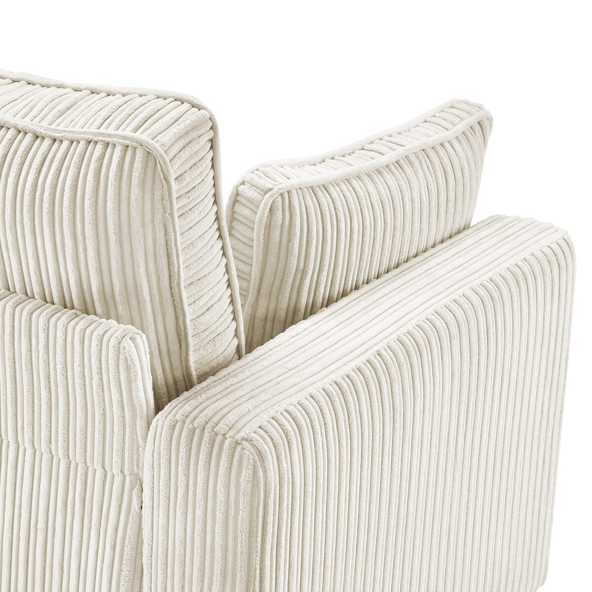 LUE BONA 81 Modern Corduroy 3 Seater Sofa, Polyester Rectangle Upholstered Sofa with Wood Base for Living Room