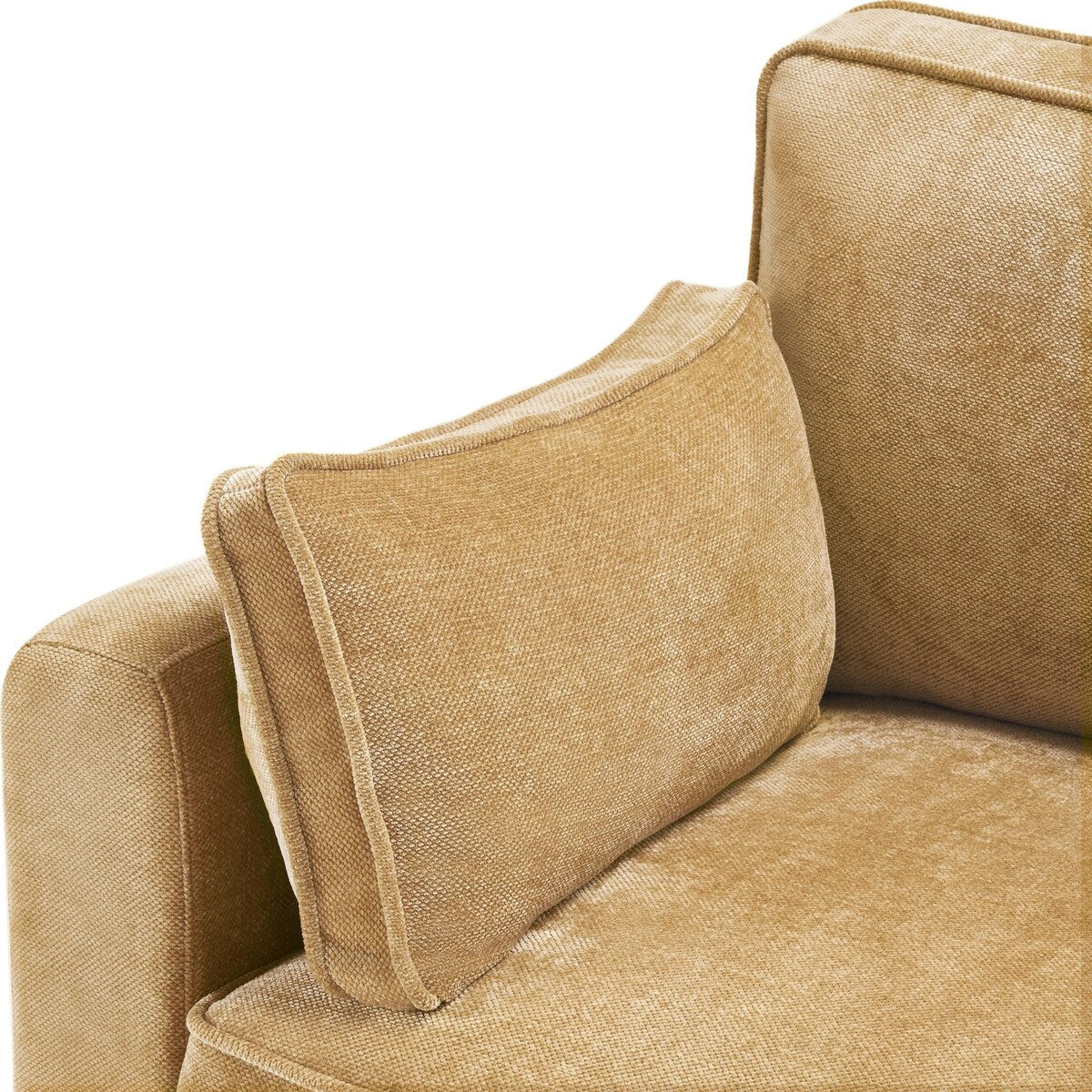LUE BONA 81 Modern Corduroy 3 Seater Sofa, Polyester Rectangle Upholstered Sofa with Wood Base for Living Room