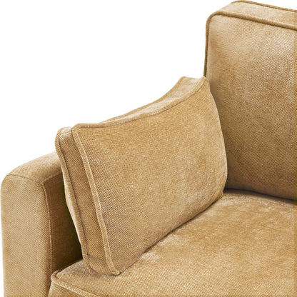 LUE BONA 81 Modern Corduroy 3 Seater Sofa, Polyester Rectangle Upholstered Sofa with Wood Base for Living Room