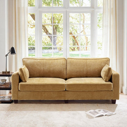 LUE BONA 81 Modern Corduroy 3 Seater Sofa, Polyester Rectangle Upholstered Sofa with Wood Base for Living Room