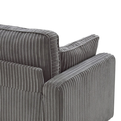 LUE BONA 81 Modern Corduroy 3 Seater Sofa, Polyester Rectangle Upholstered Sofa with Wood Base for Living Room