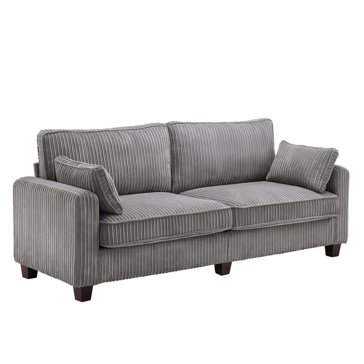 LUE BONA 81 Modern Corduroy 3 Seater Sofa, Polyester Rectangle Upholstered Sofa with Wood Base for Living Room