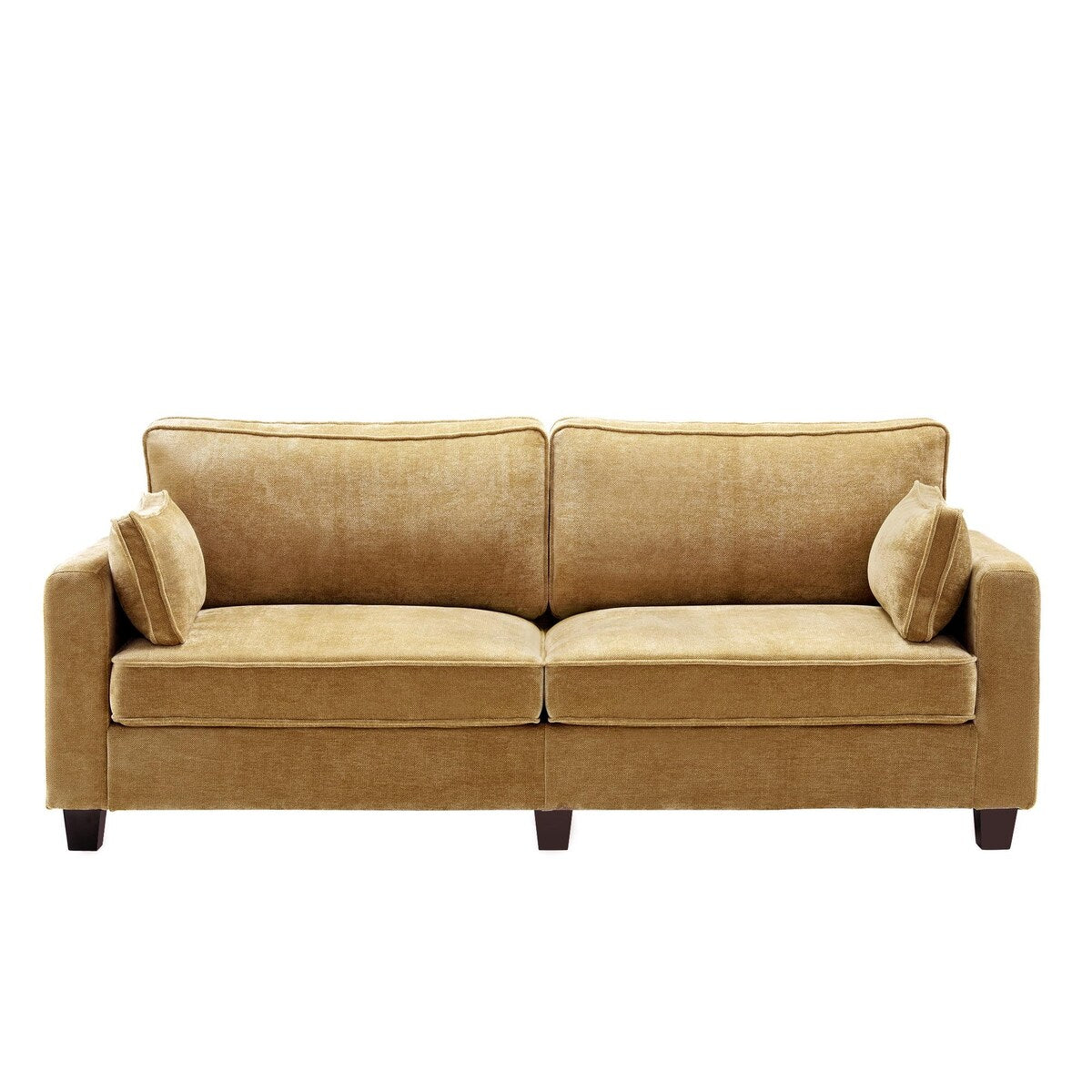 LUE BONA 81 Modern Corduroy 3 Seater Sofa, Polyester Rectangle Upholstered Sofa with Wood Base for Living Room