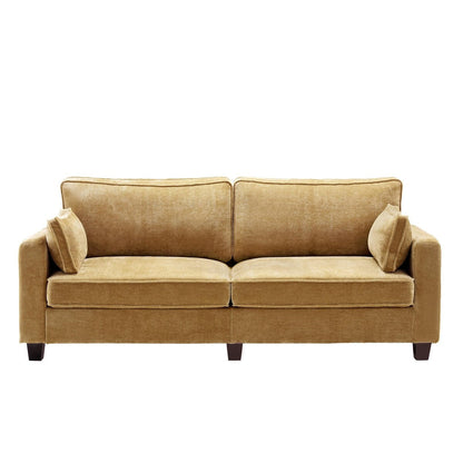 LUE BONA 81 Modern Corduroy 3 Seater Sofa, Polyester Rectangle Upholstered Sofa with Wood Base for Living Room