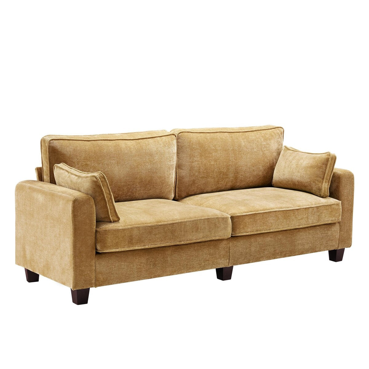 LUE BONA 81 Modern Corduroy 3 Seater Sofa, Polyester Rectangle Upholstered Sofa with Wood Base for Living Room