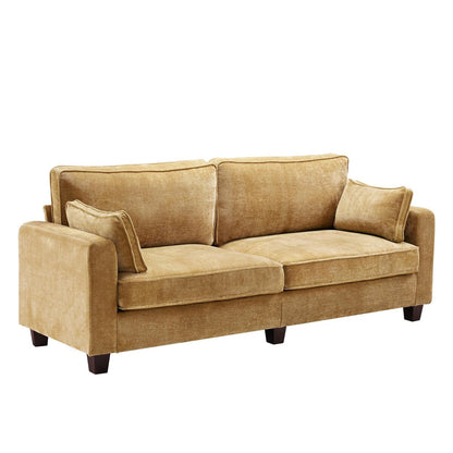 LUE BONA 81 Modern Corduroy 3 Seater Sofa, Polyester Rectangle Upholstered Sofa with Wood Base for Living Room
