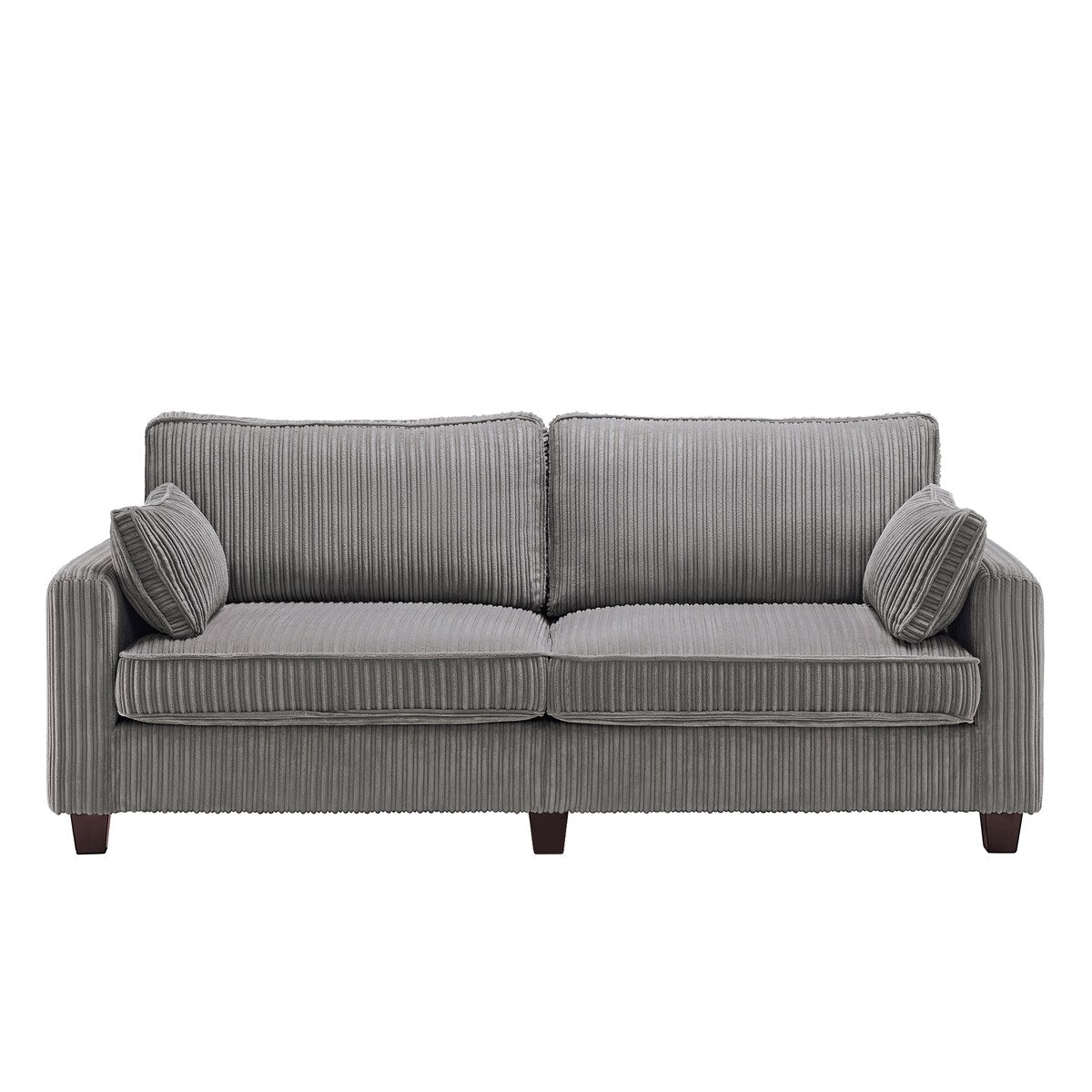 LUE BONA 81 Modern Corduroy 3 Seater Sofa, Polyester Rectangle Upholstered Sofa with Wood Base for Living Room
