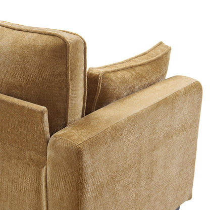 LUE BONA 81 Modern Corduroy 3 Seater Sofa, Polyester Rectangle Upholstered Sofa with Wood Base for Living Room