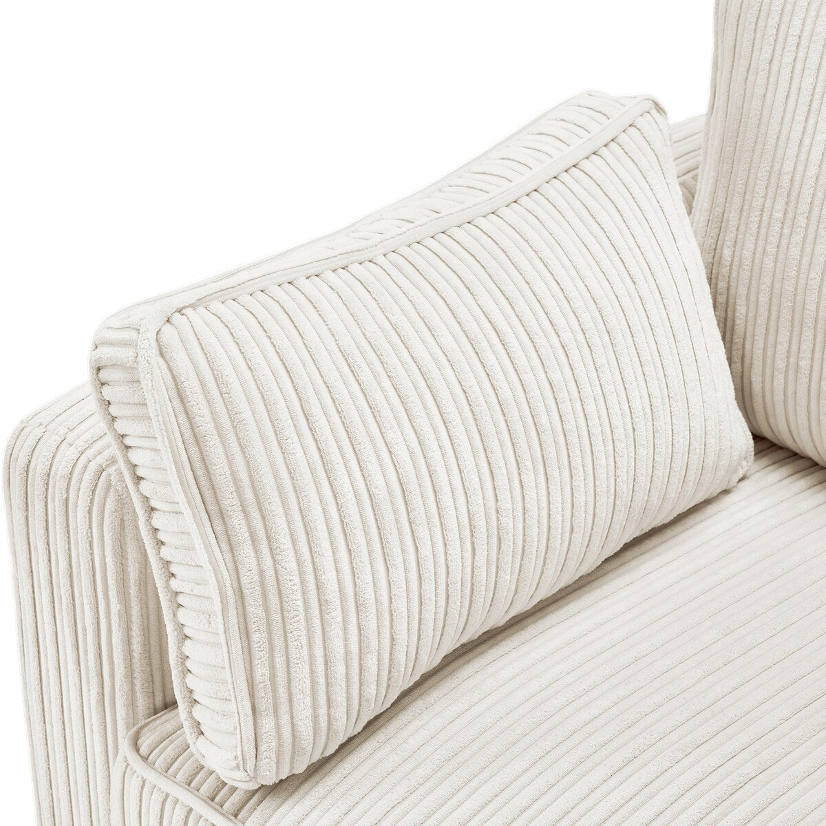 LUE BONA 81 Modern Corduroy 3 Seater Sofa, Polyester Rectangle Upholstered Sofa with Wood Base for Living Room