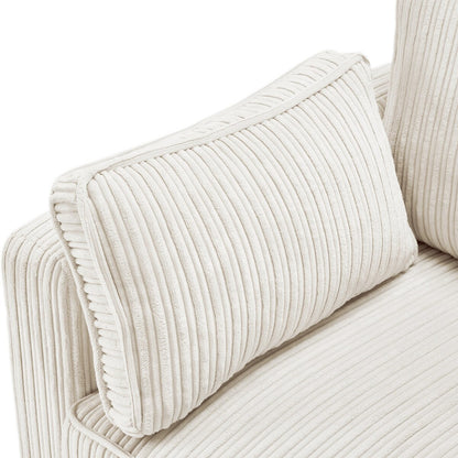 LUE BONA 81 Modern Corduroy 3 Seater Sofa, Polyester Rectangle Upholstered Sofa with Wood Base for Living Room