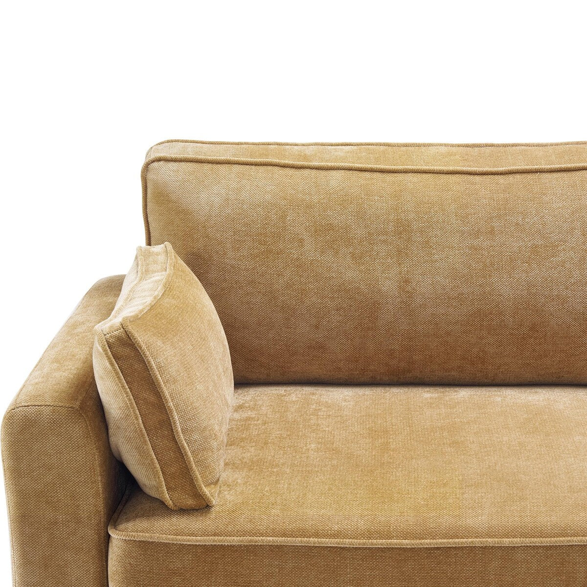 LUE BONA 81 Modern Corduroy 3 Seater Sofa, Polyester Rectangle Upholstered Sofa with Wood Base for Living Room