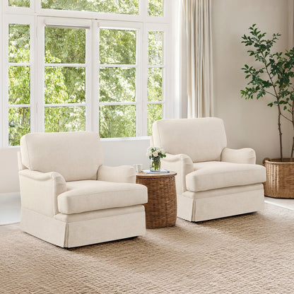 LUE BONA Deep Seat Single Sofa Fabric Swivel Armchair, Single-Seater Living Room Accent Chair