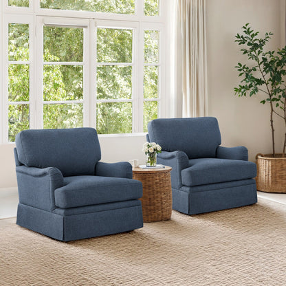 LUE BONA Deep Seat Single Sofa Fabric Swivel Armchair, Single-Seater Living Room Accent Chair