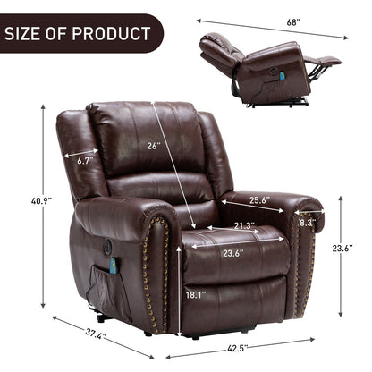 Breathable Rivet Power Lift Recliner Chair with Massage,Heat and USB Port