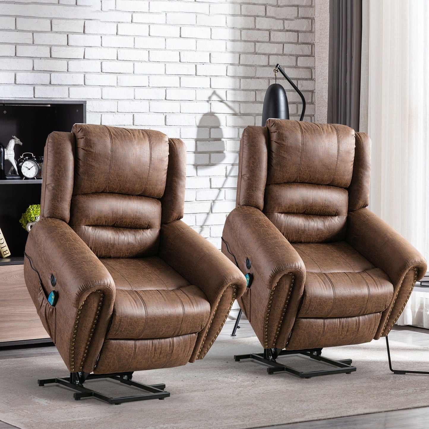 Breathable Rivet Power Lift Recliner Chair with Massage,Heat and USB Port