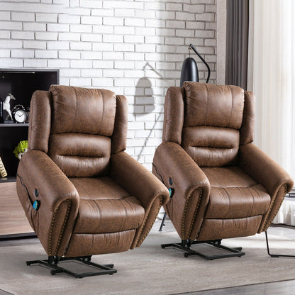 Breathable Rivet Power Lift Recliner Chair with Massage,Heat and USB Port