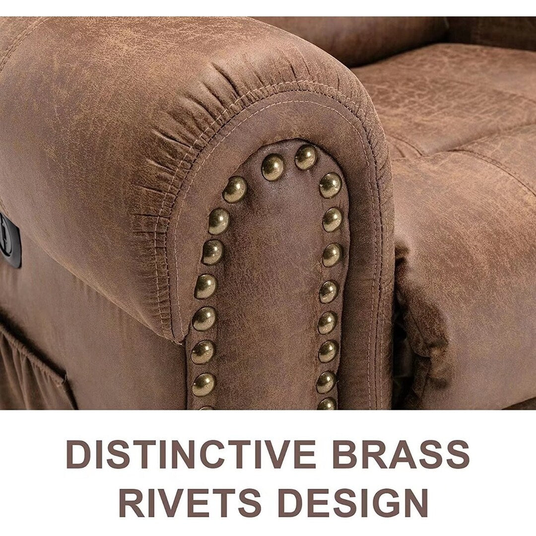 Breathable Rivet Power Lift Recliner Chair with Massage,Heat and USB Port