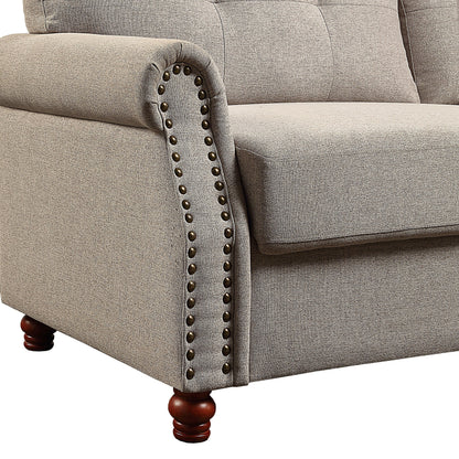 Beige Linen Fabric Upholstery Sofa with Storage - 32.28 x 79.53 x 33.47