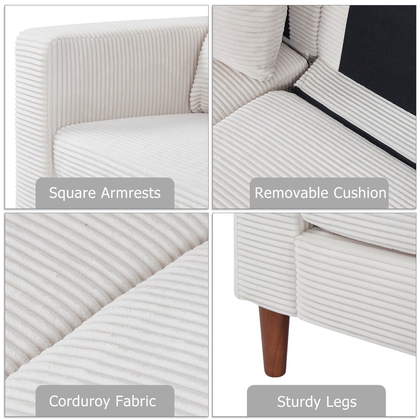 82.7 Sofas for Living Room, Comfy Love Seat Couches, Corduroy Loveseat Sofa,, Easy Assembly for Small Spaces