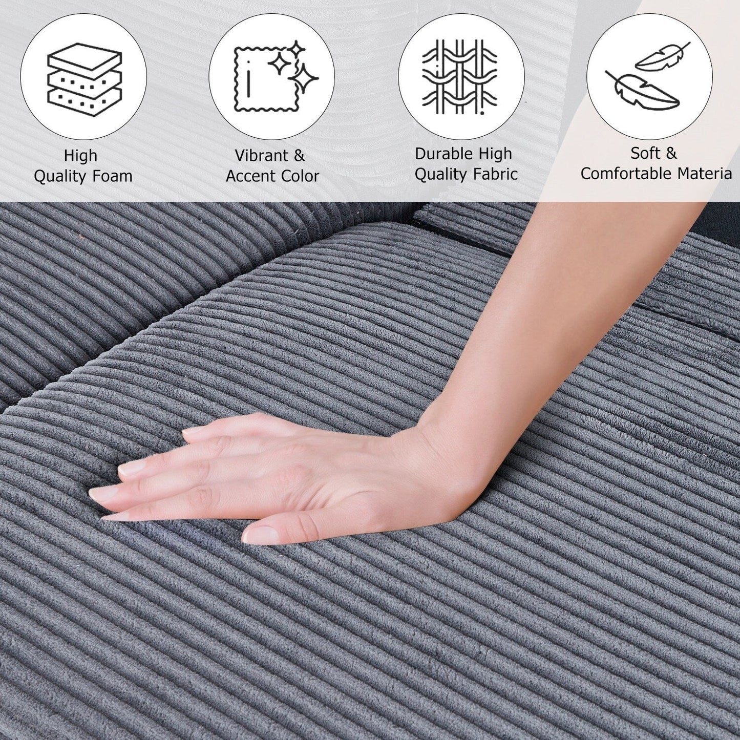 82.7 Sofas for Living Room, Comfy Love Seat Couches, Corduroy Loveseat Sofa,, Easy Assembly for Small Spaces