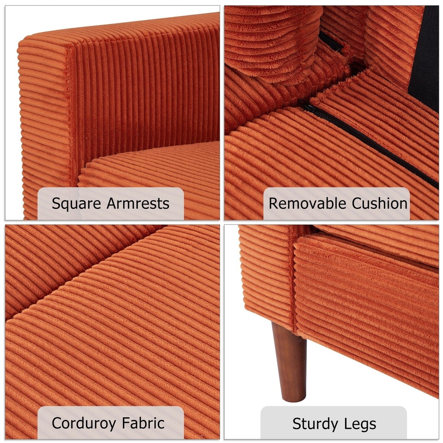 82.7 Sofas for Living Room, Comfy Love Seat Couches, Corduroy Loveseat Sofa,, Easy Assembly for Small Spaces