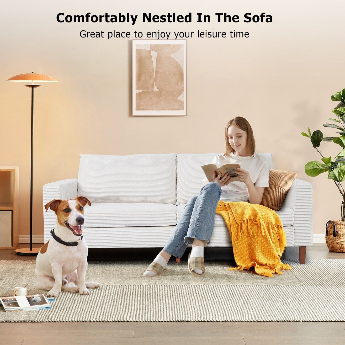 82.7 Sofas for Living Room, Comfy Love Seat Couches, Corduroy Loveseat Sofa,, Easy Assembly for Small Spaces