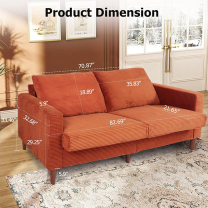 82.7 Sofas for Living Room, Comfy Love Seat Couches, Corduroy Loveseat Sofa,, Easy Assembly for Small Spaces