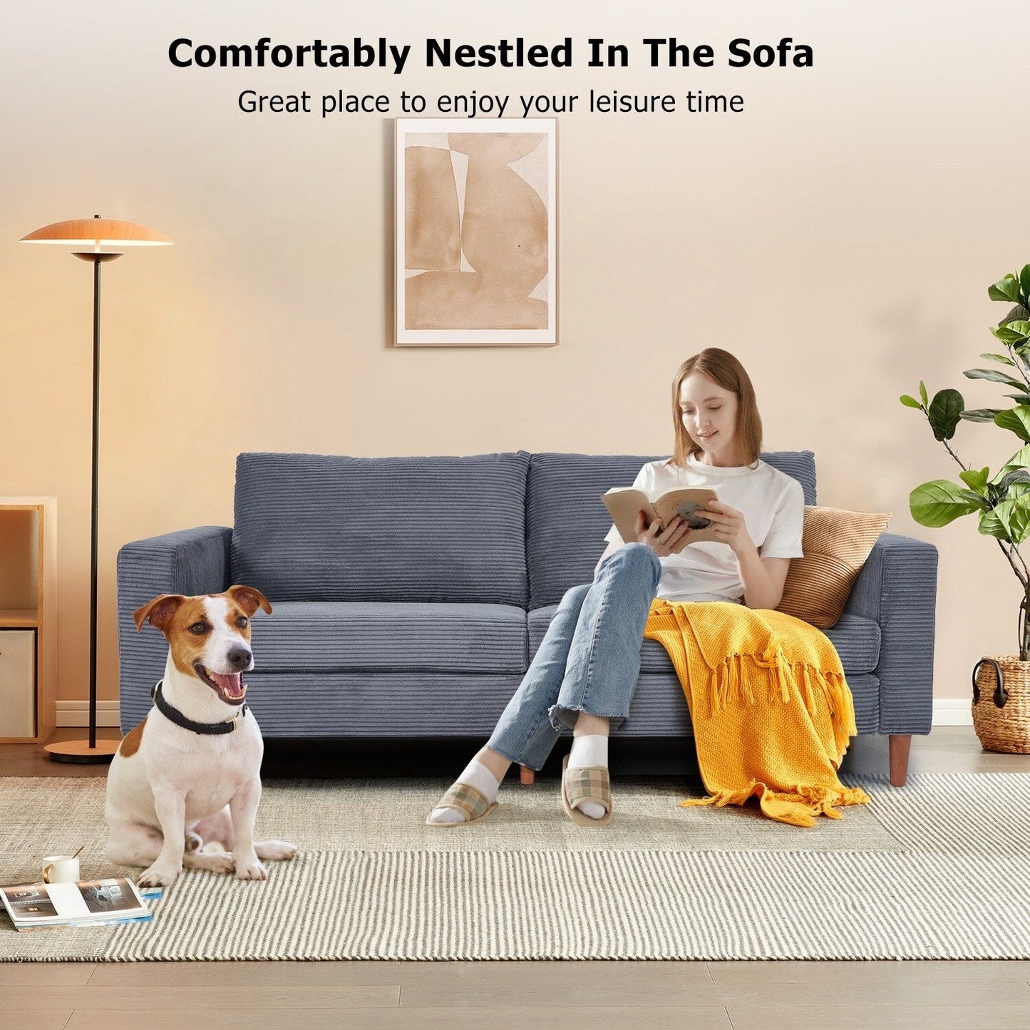 82.7 Sofas for Living Room, Comfy Love Seat Couches, Corduroy Loveseat Sofa,, Easy Assembly for Small Spaces