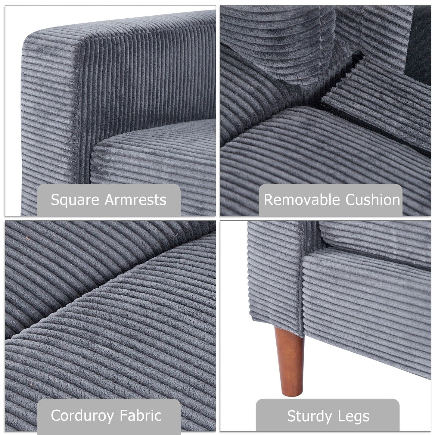82.7 Sofas for Living Room, Comfy Love Seat Couches, Corduroy Loveseat Sofa,, Easy Assembly for Small Spaces