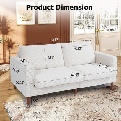 82.7 Sofas for Living Room, Comfy Love Seat Couches, Corduroy Loveseat Sofa,, Easy Assembly for Small Spaces