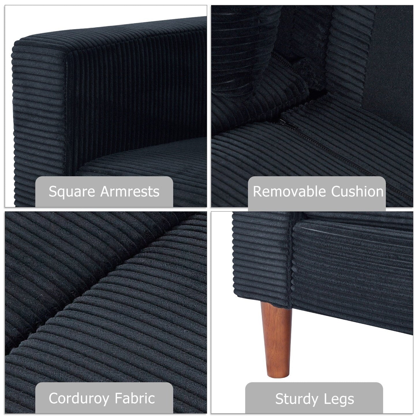 82.7 Sofas for Living Room, Comfy Love Seat Couches, Corduroy Loveseat Sofa,, Easy Assembly for Small Spaces