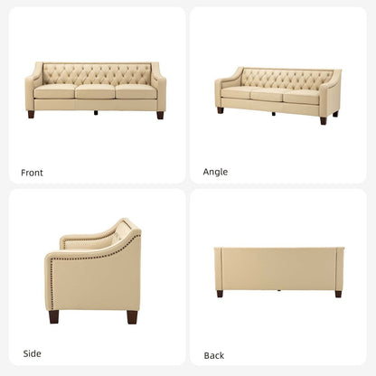 Mateo 82.28 Wide Transitional Genuine Leather Sofa with Nailhead Trim and Button-Tufted Back