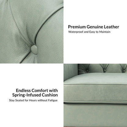 Mateo 82.28 Wide Transitional Genuine Leather Sofa with Nailhead Trim and Button-Tufted Back