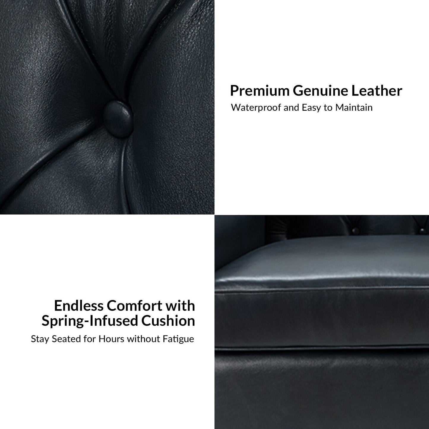 Mateo 82.28 Wide Transitional Genuine Leather Sofa with Nailhead Trim and Button-Tufted Back